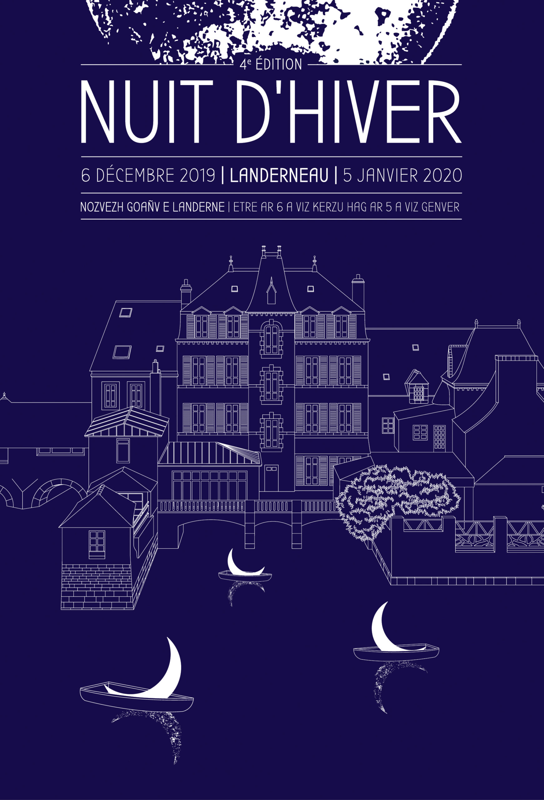 Affiche Nuit d'Hiver 2019 Landerneau par l'Atelier Bruine