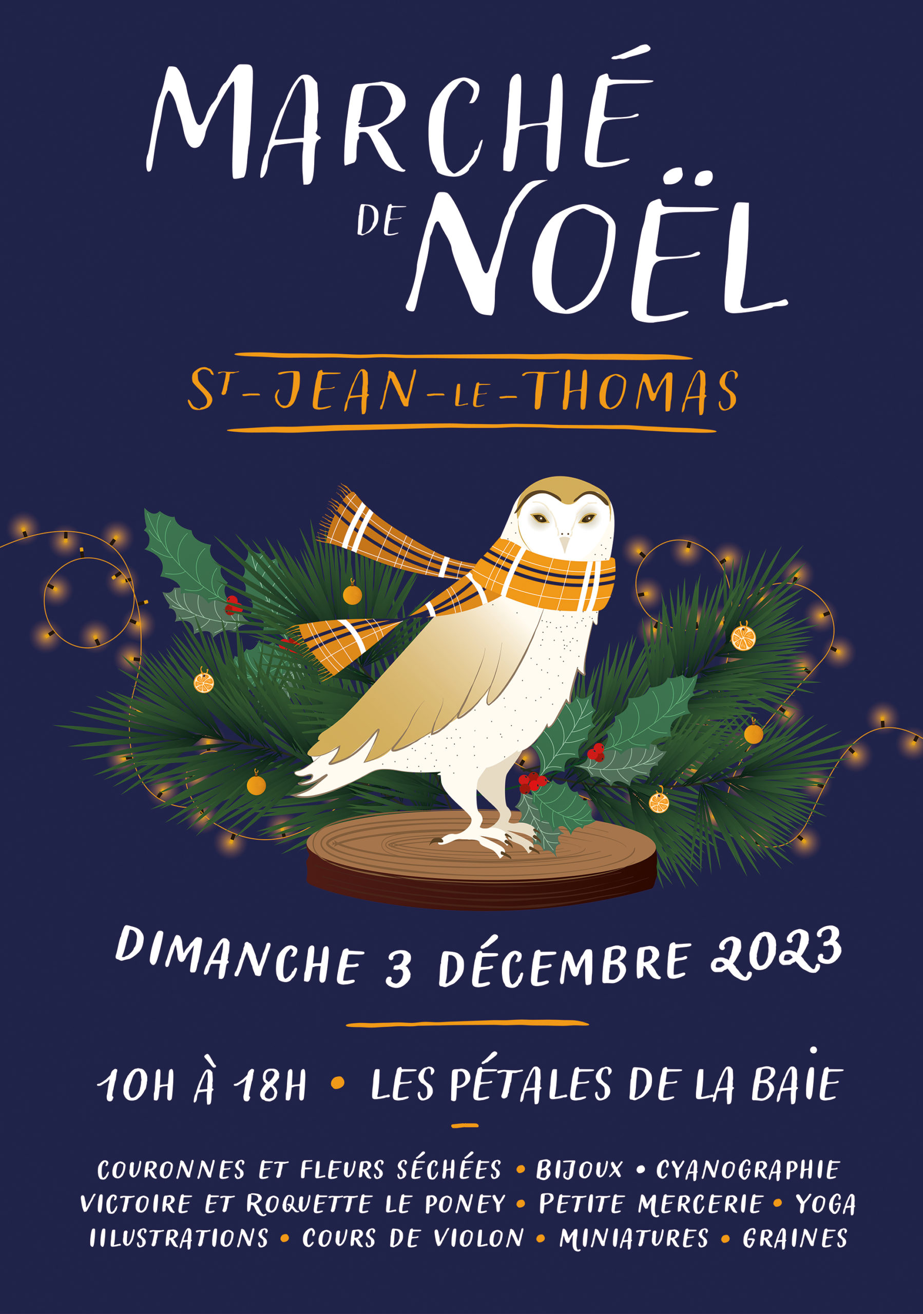 Affiche marché de noël St Jean le Thomas 2023 création atelier bruine